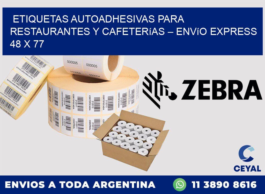 Etiquetas autoadhesivas para restaurantes y cafeterías – Envío express 48 x 77