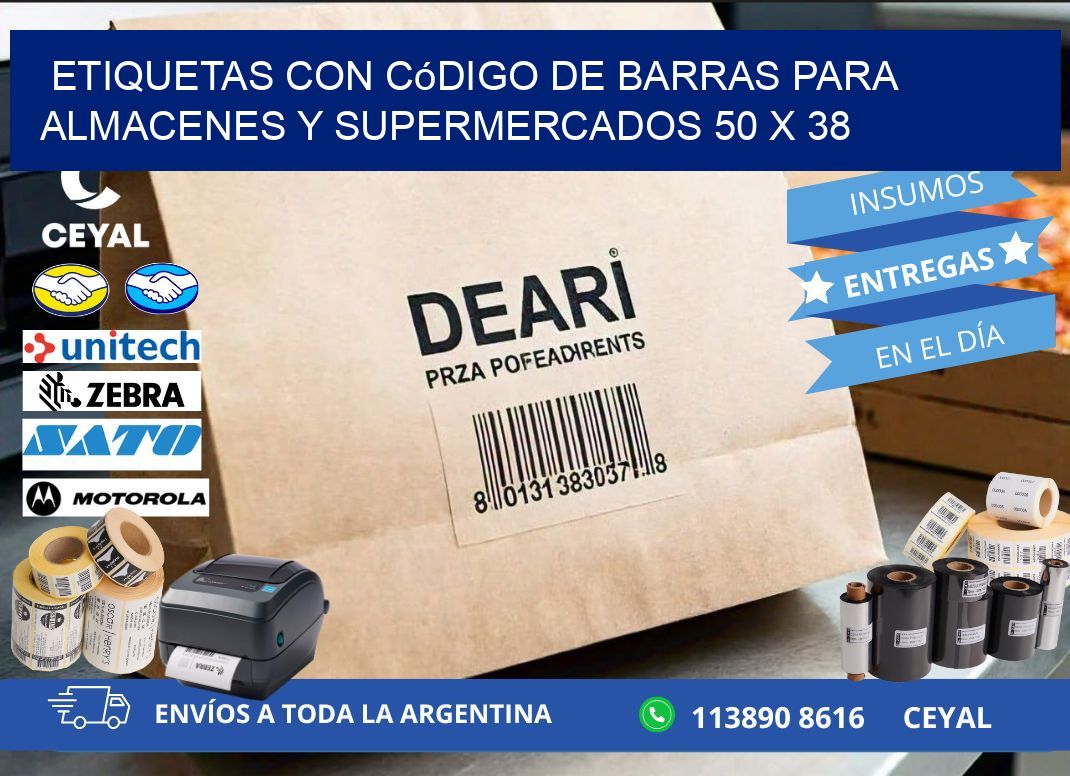 Etiquetas con código de barras para almacenes y supermercados 50 x 38