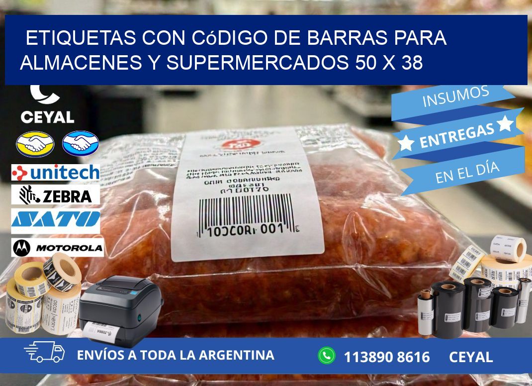 Etiquetas con código de barras para almacenes y supermercados 50 x 38