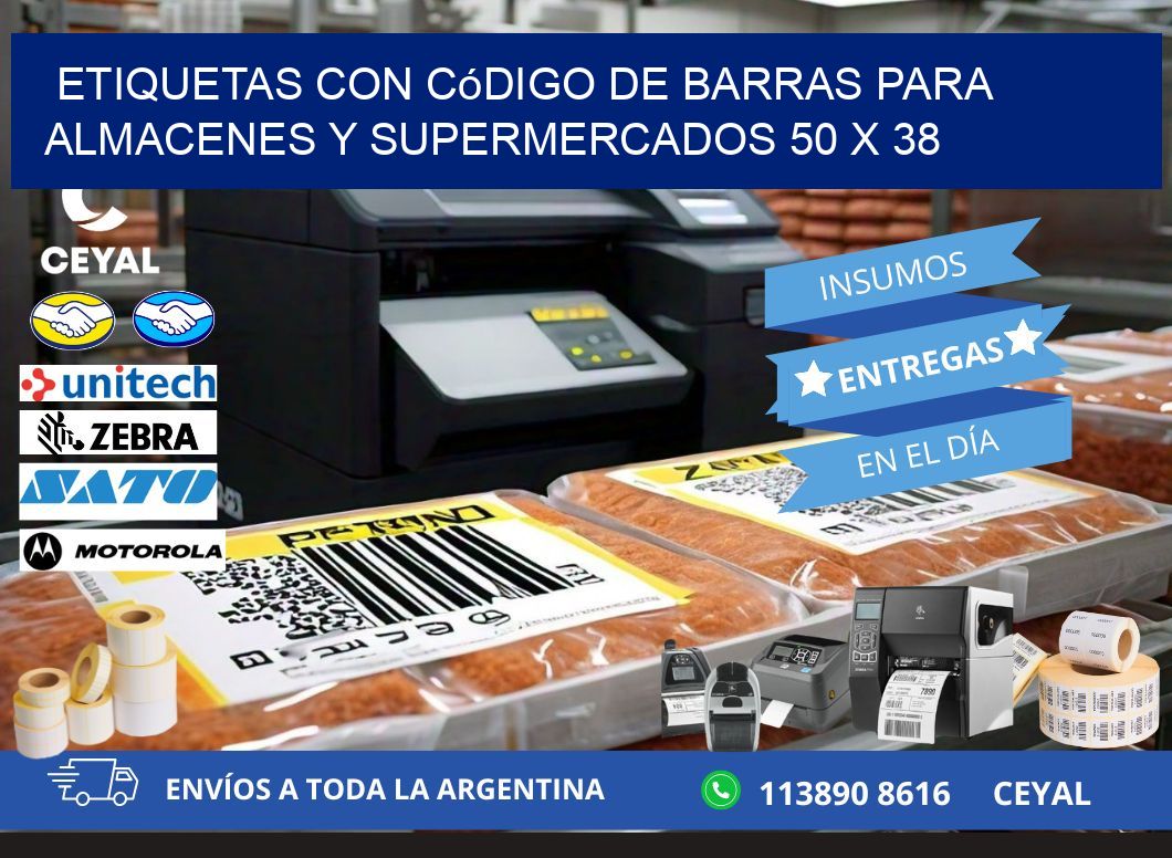 Etiquetas con código de barras para almacenes y supermercados 50 x 38