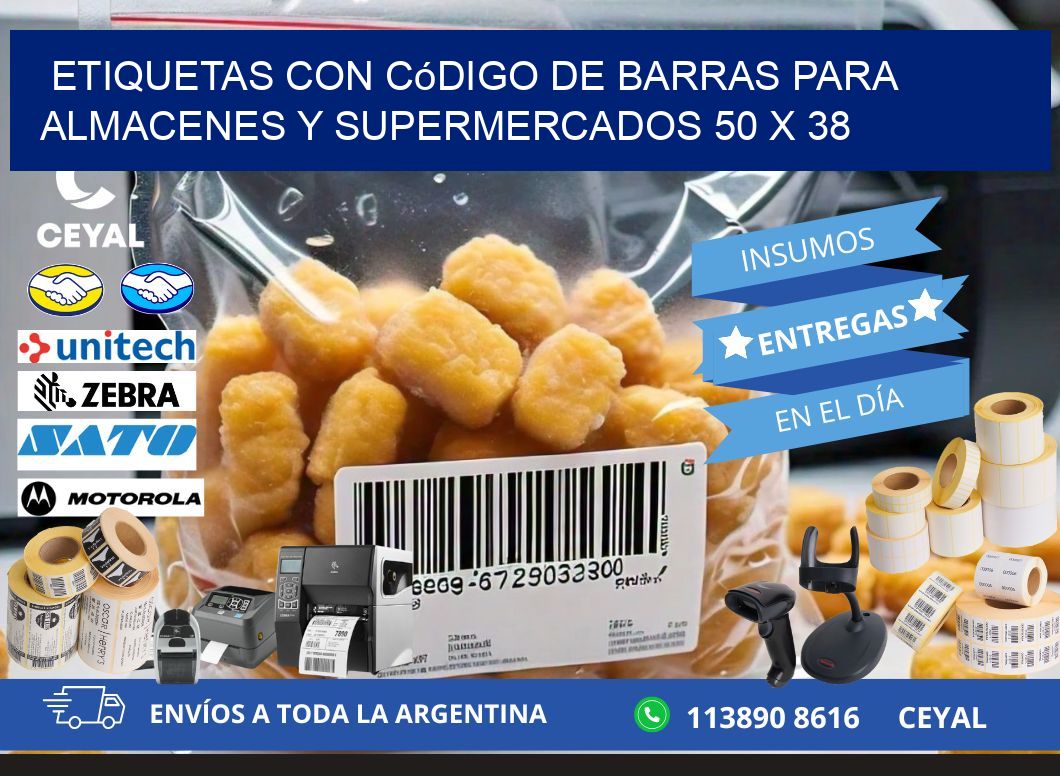 Etiquetas con código de barras para almacenes y supermercados 50 x 38