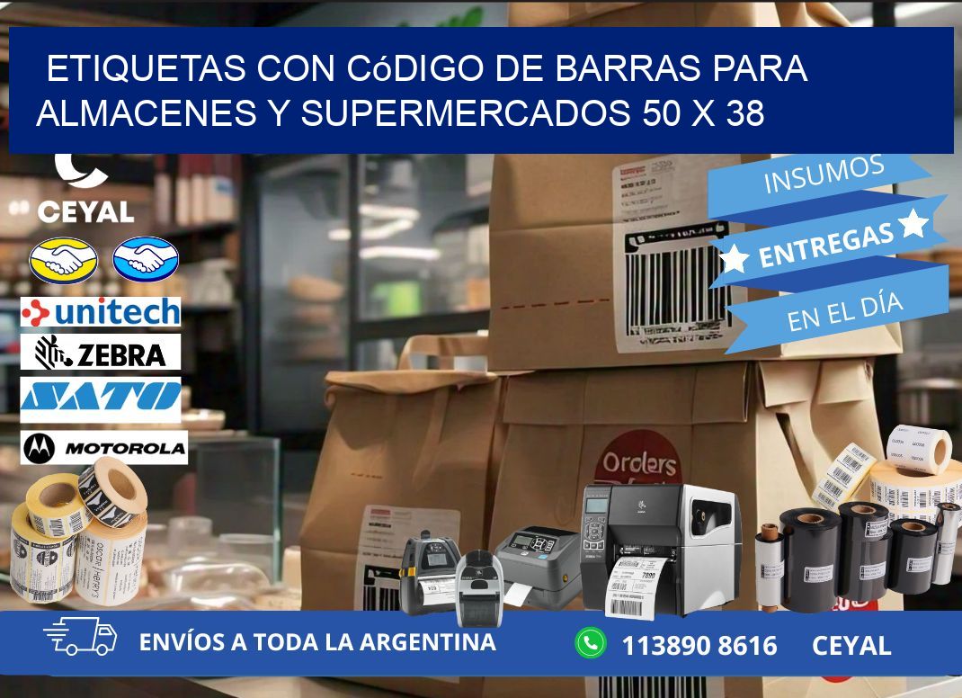 Etiquetas con código de barras para almacenes y supermercados 50 x 38