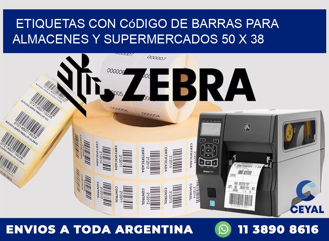 Etiquetas con código de barras para almacenes y supermercados 50 x 38