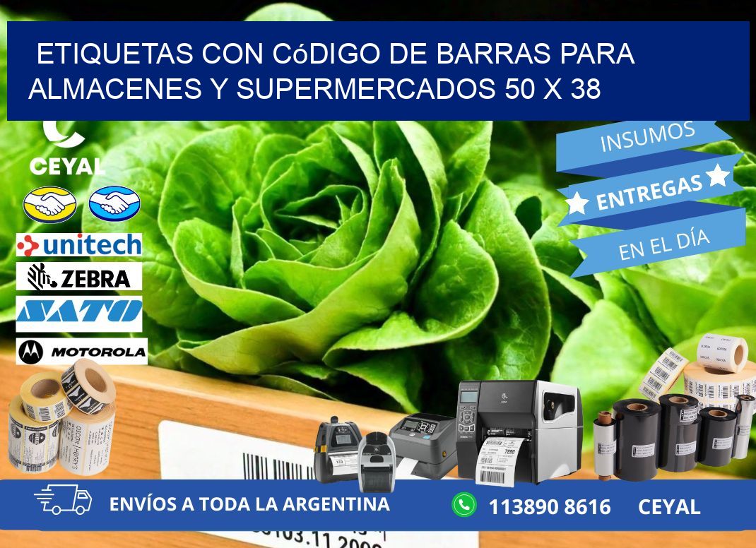 Etiquetas con código de barras para almacenes y supermercados 50 x 38