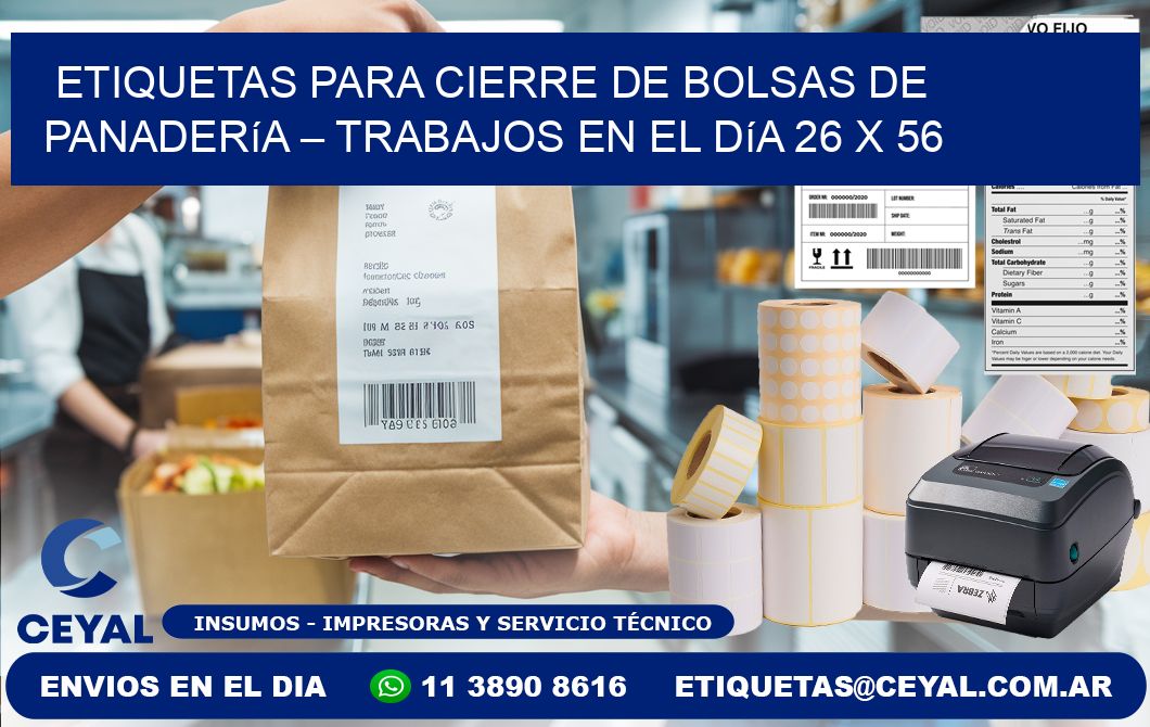 Etiquetas para cierre de bolsas de panadería – Trabajos en el día 26 x 56