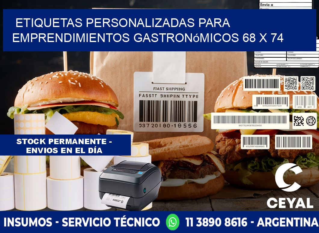 Etiquetas personalizadas para emprendimientos gastronómicos 68 x 74