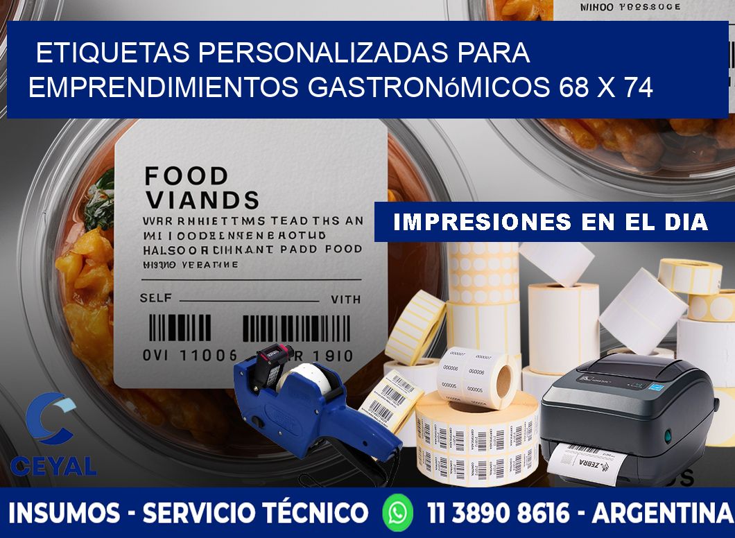 Etiquetas personalizadas para emprendimientos gastronómicos 68 x 74