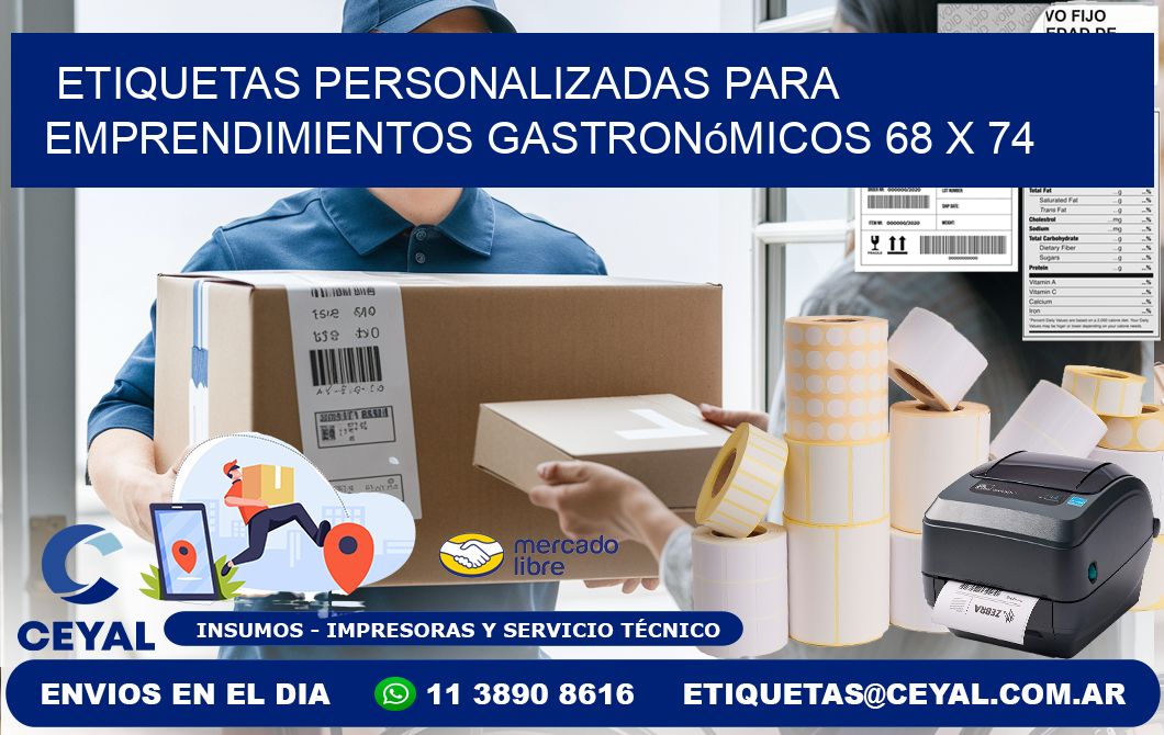 Etiquetas personalizadas para emprendimientos gastronómicos 68 x 74