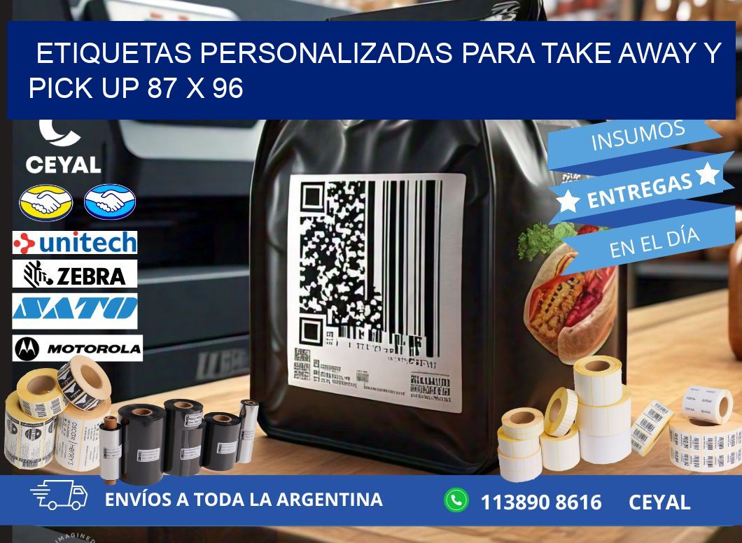 Etiquetas personalizadas para take away y pick up 87 x 96