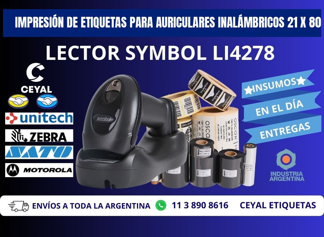 IMPRESIÓN DE ETIQUETAS PARA AURICULARES INALÁMBRICOS 21 x 80