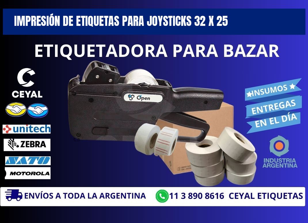 IMPRESIÓN DE ETIQUETAS PARA JOYSTICKS 32 x 25