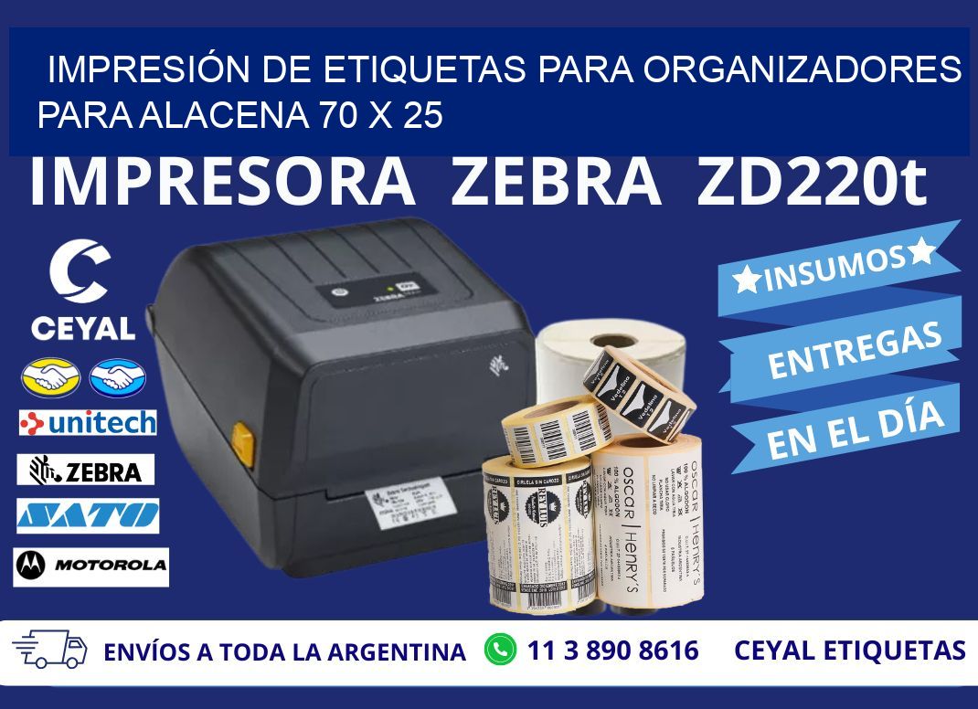 IMPRESIÓN DE ETIQUETAS PARA ORGANIZADORES PARA ALACENA 70 x 25