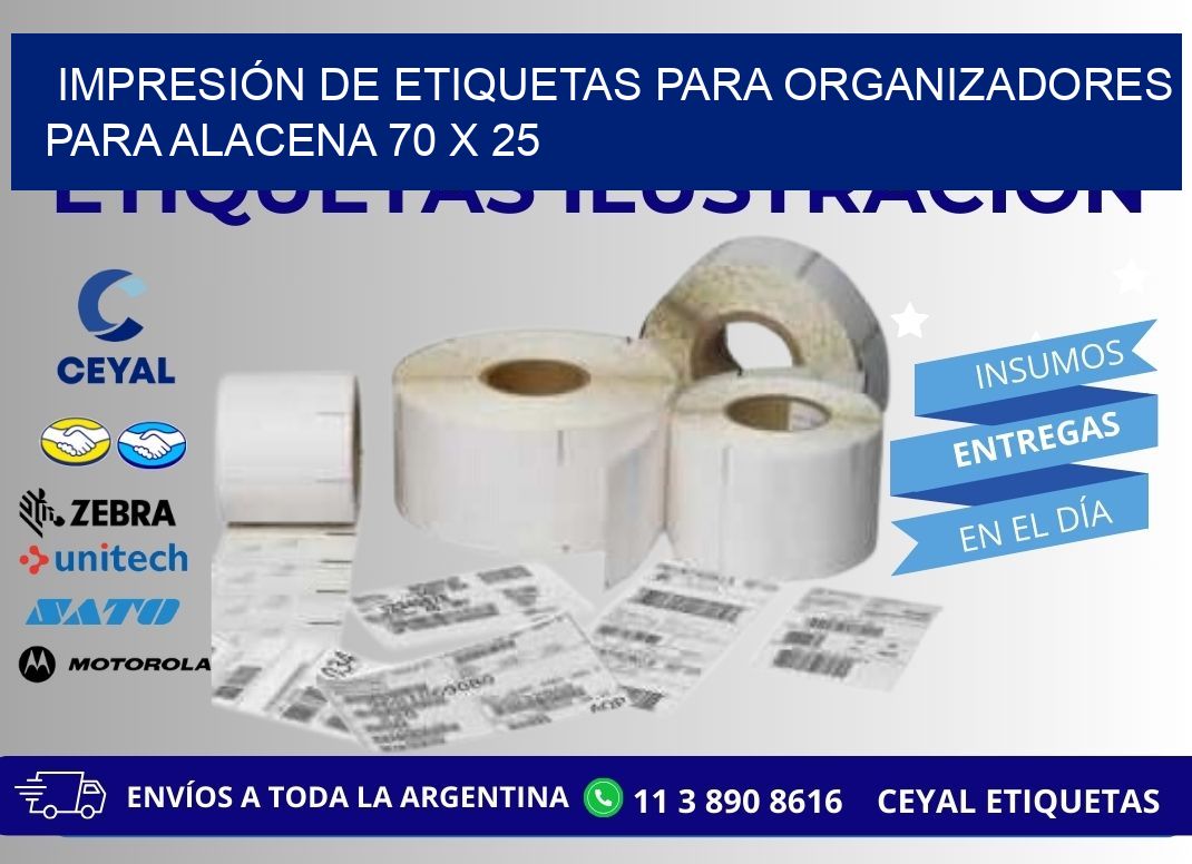 IMPRESIÓN DE ETIQUETAS PARA ORGANIZADORES PARA ALACENA 70 x 25