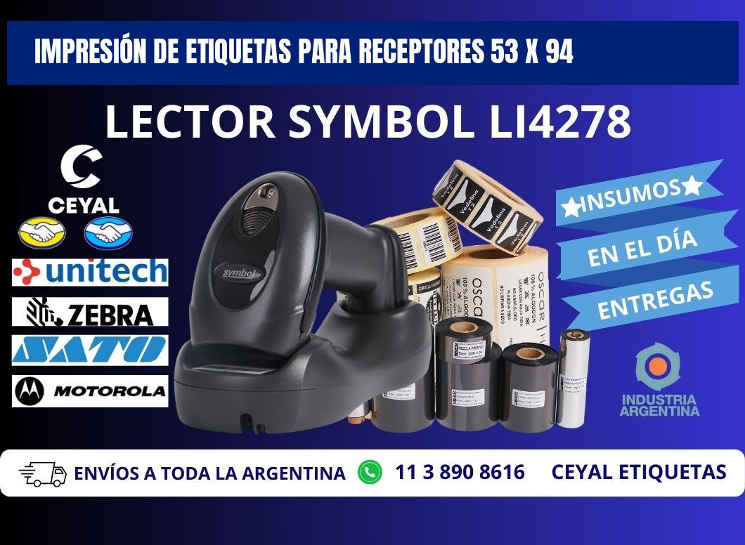 IMPRESIÓN DE ETIQUETAS PARA RECEPTORES 53 x 94