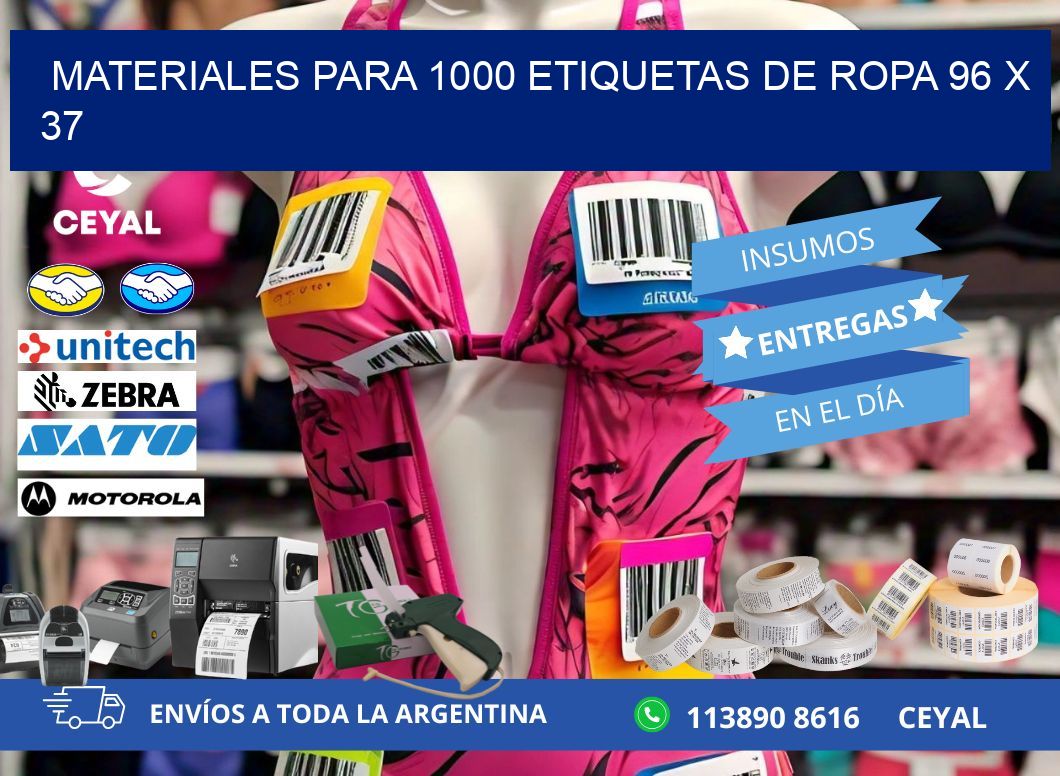 MATERIALES PARA 1000 ETIQUETAS DE ROPA 96 x 37