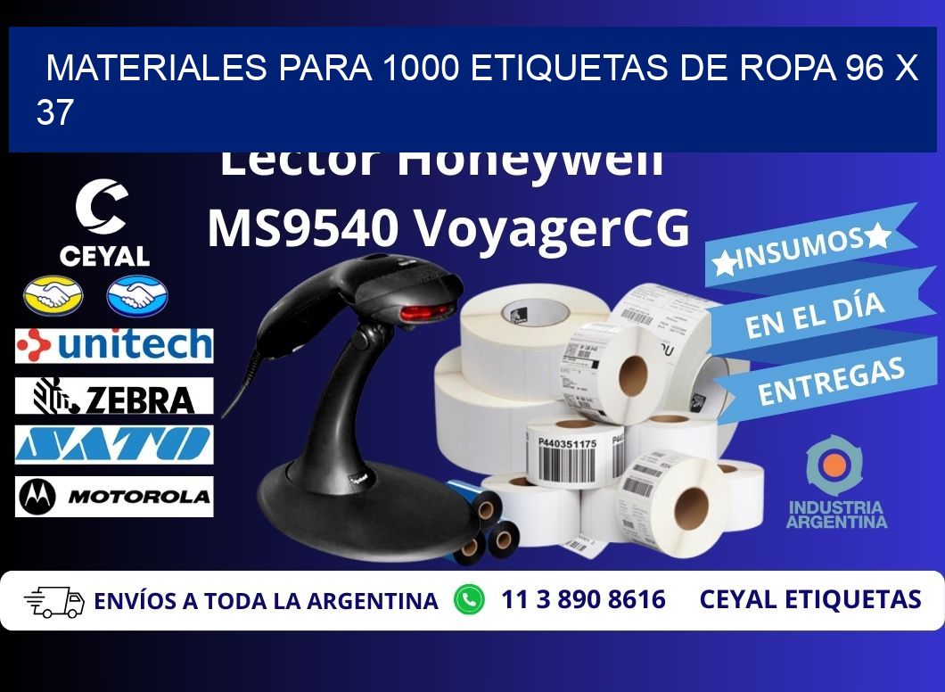 MATERIALES PARA 1000 ETIQUETAS DE ROPA 96 x 37