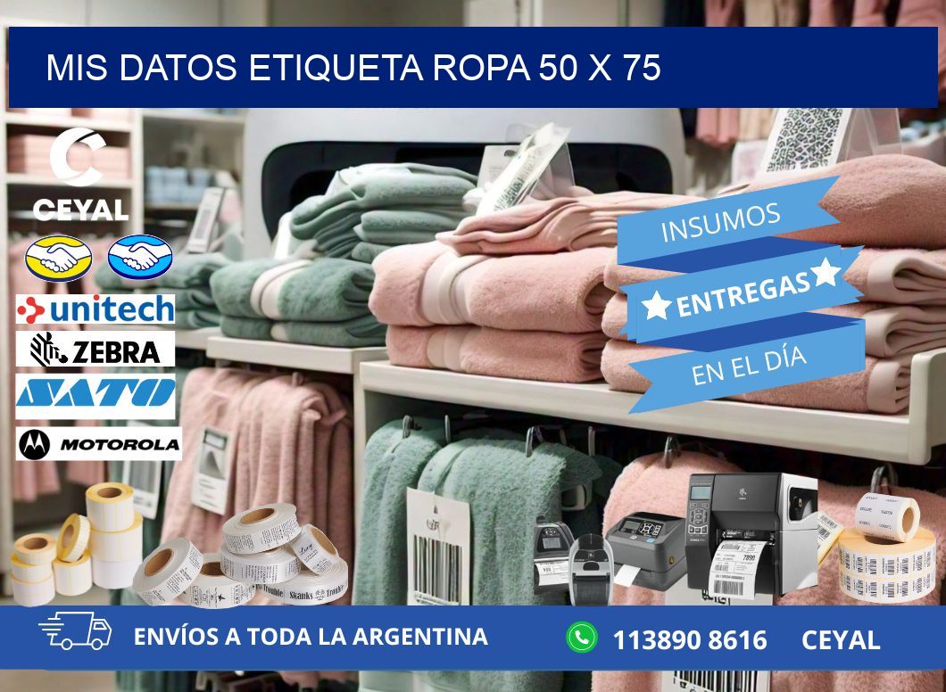 MIS DATOS ETIQUETA ROPA 50 x 75