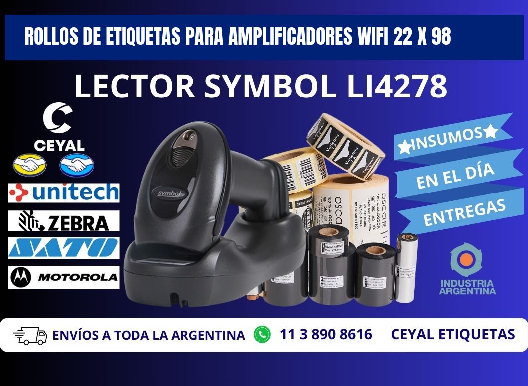 ROLLOS DE ETIQUETAS PARA AMPLIFICADORES WIFI 22 x 98