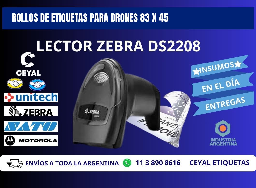 ROLLOS DE ETIQUETAS PARA DRONES 83 x 45