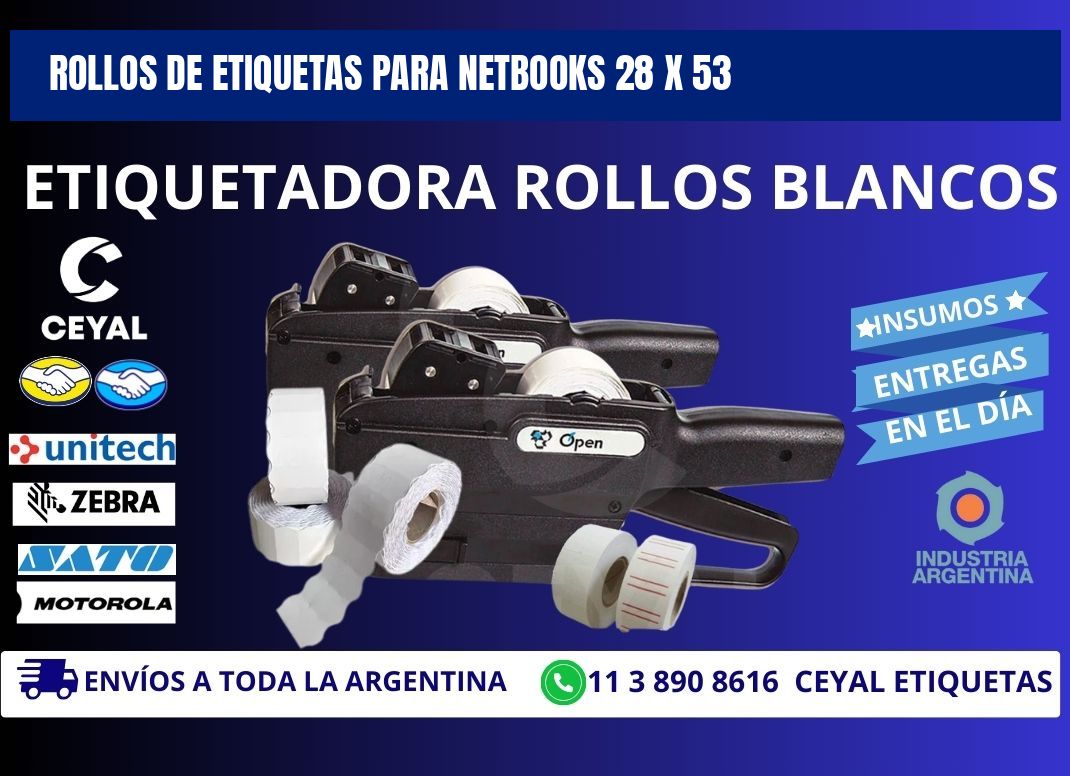 ROLLOS DE ETIQUETAS PARA NETBOOKS 28 x 53