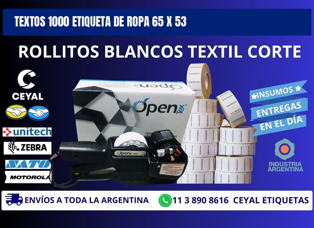 TEXTOS 1000 ETIQUETA DE ROPA 65 x 53