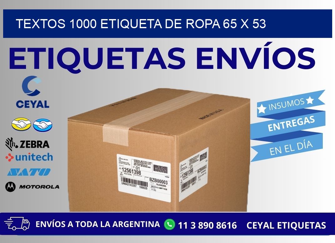 TEXTOS 1000 ETIQUETA DE ROPA 65 x 53