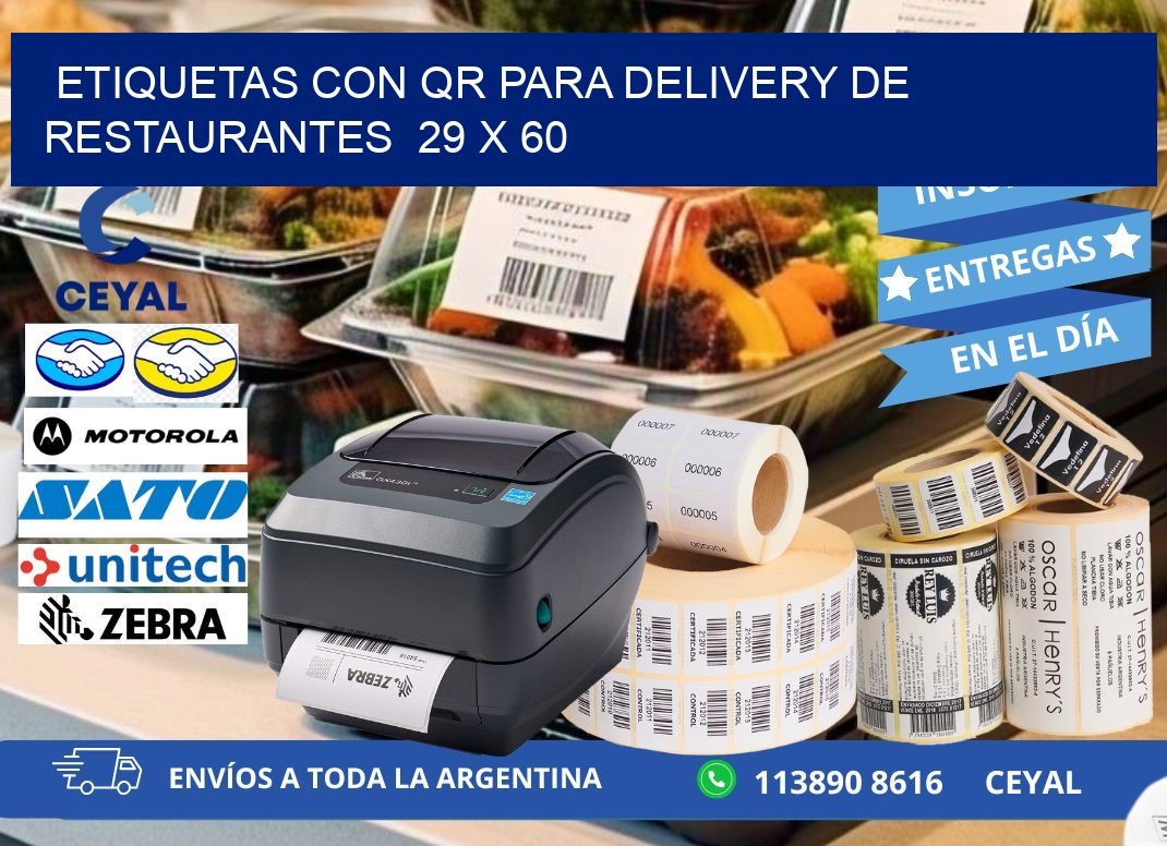 ETIQUETAS CON QR PARA DELIVERY DE RESTAURANTES  29 x 60