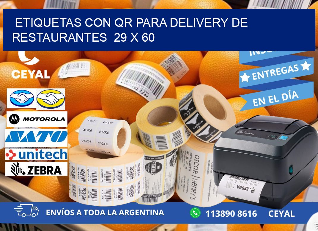 ETIQUETAS CON QR PARA DELIVERY DE RESTAURANTES  29 x 60