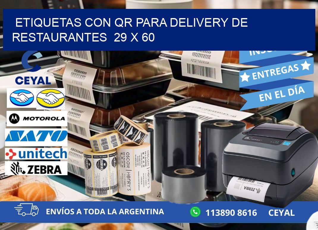 ETIQUETAS CON QR PARA DELIVERY DE RESTAURANTES  29 x 60