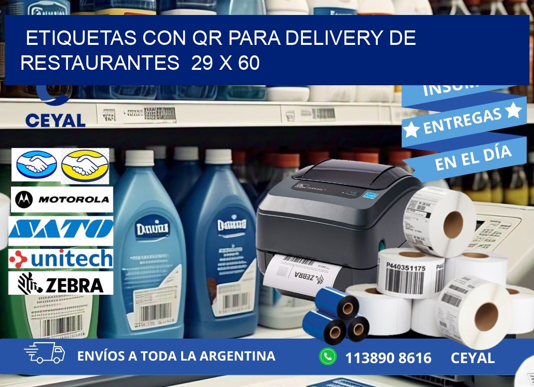 ETIQUETAS CON QR PARA DELIVERY DE RESTAURANTES  29 x 60