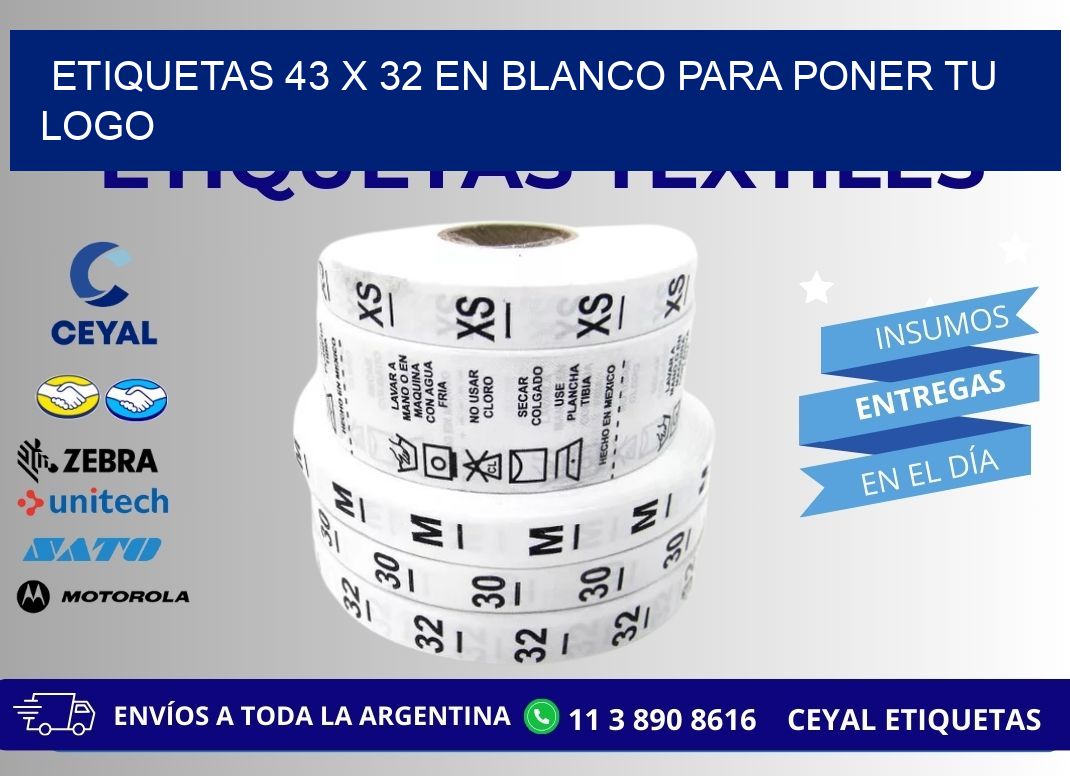 Etiquetas 43 x 32 en blanco para poner tu logo