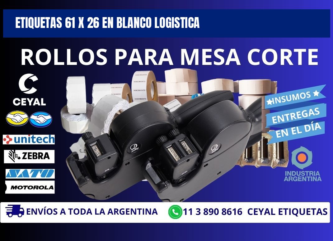 Etiquetas 61 x 26 en blanco logistica