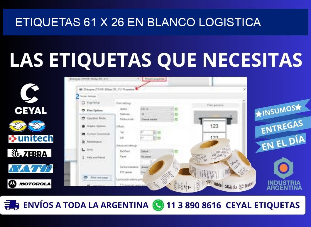 Etiquetas 61 x 26 en blanco logistica