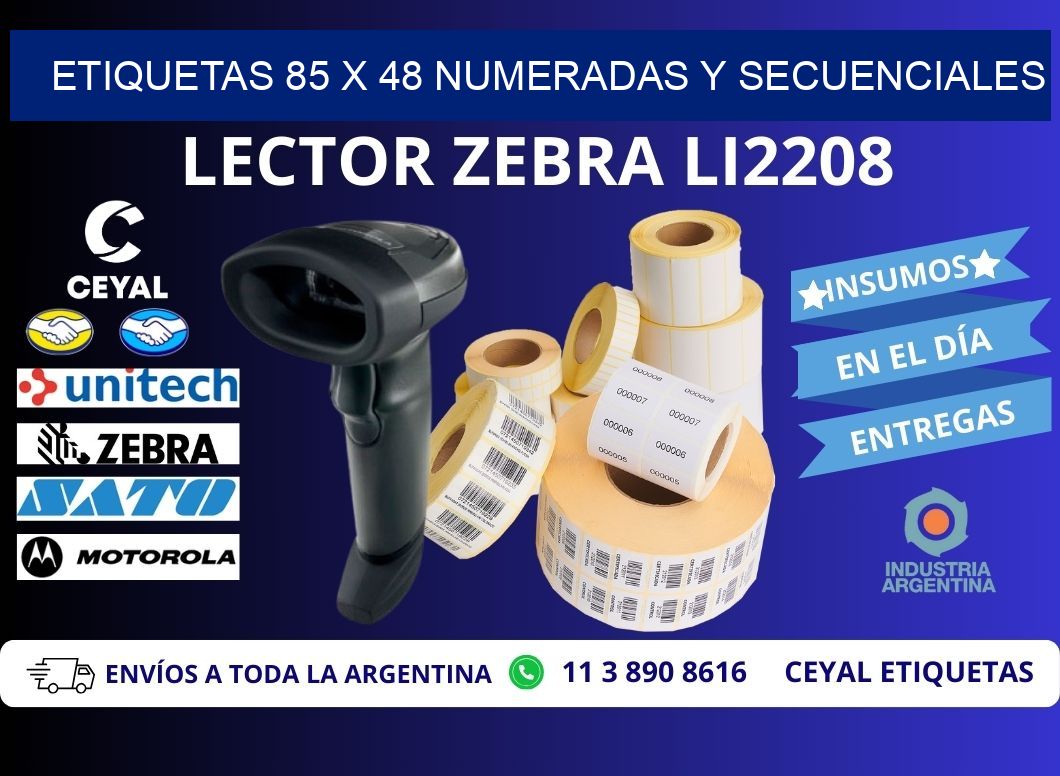 Etiquetas 85 x 48 Numeradas y Secuenciales