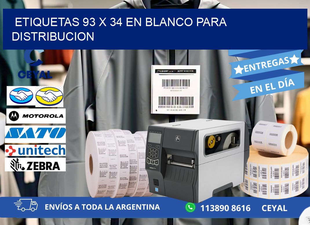 Etiquetas 93 x 34 en blanco para distribucion