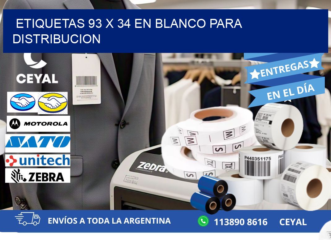 Etiquetas 93 x 34 en blanco para distribucion