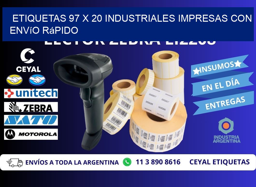 Etiquetas 97 x 20 Industriales Impresas con Envío Rápido