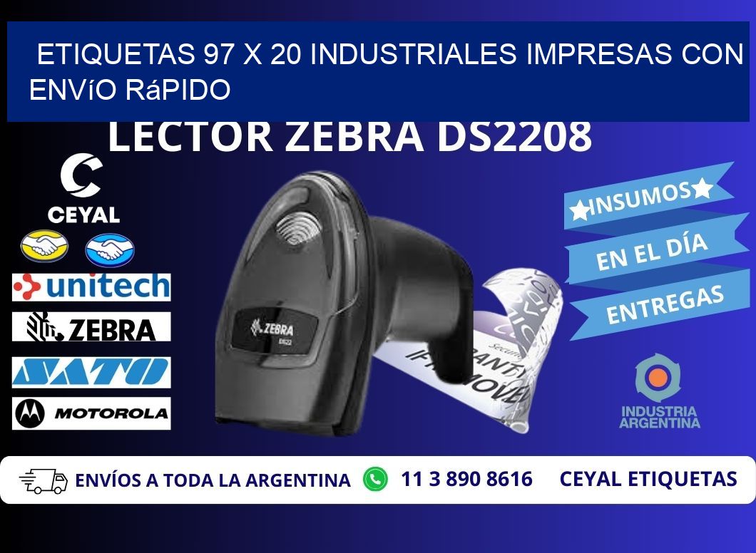 Etiquetas 97 x 20 Industriales Impresas con Envío Rápido