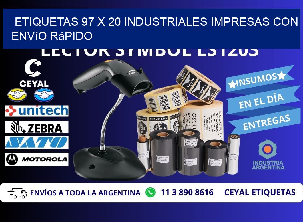 Etiquetas 97 x 20 Industriales Impresas con Envío Rápido