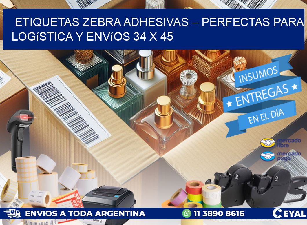 Etiquetas Zebra Adhesivas – Perfectas para Logística y Envíos 34 x 45