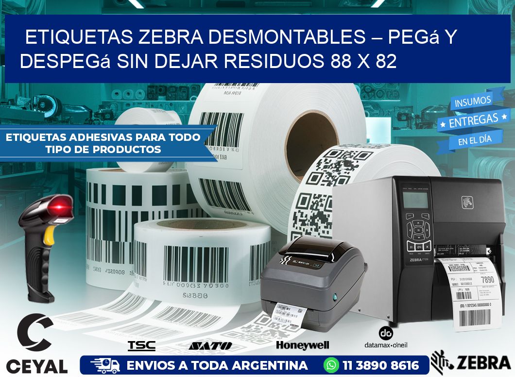 Etiquetas Zebra Desmontables – Pegá y Despegá Sin Dejar Residuos 88 x 82