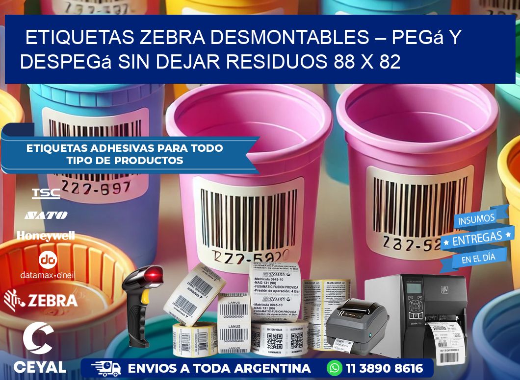 Etiquetas Zebra Desmontables – Pegá y Despegá Sin Dejar Residuos 88 x 82