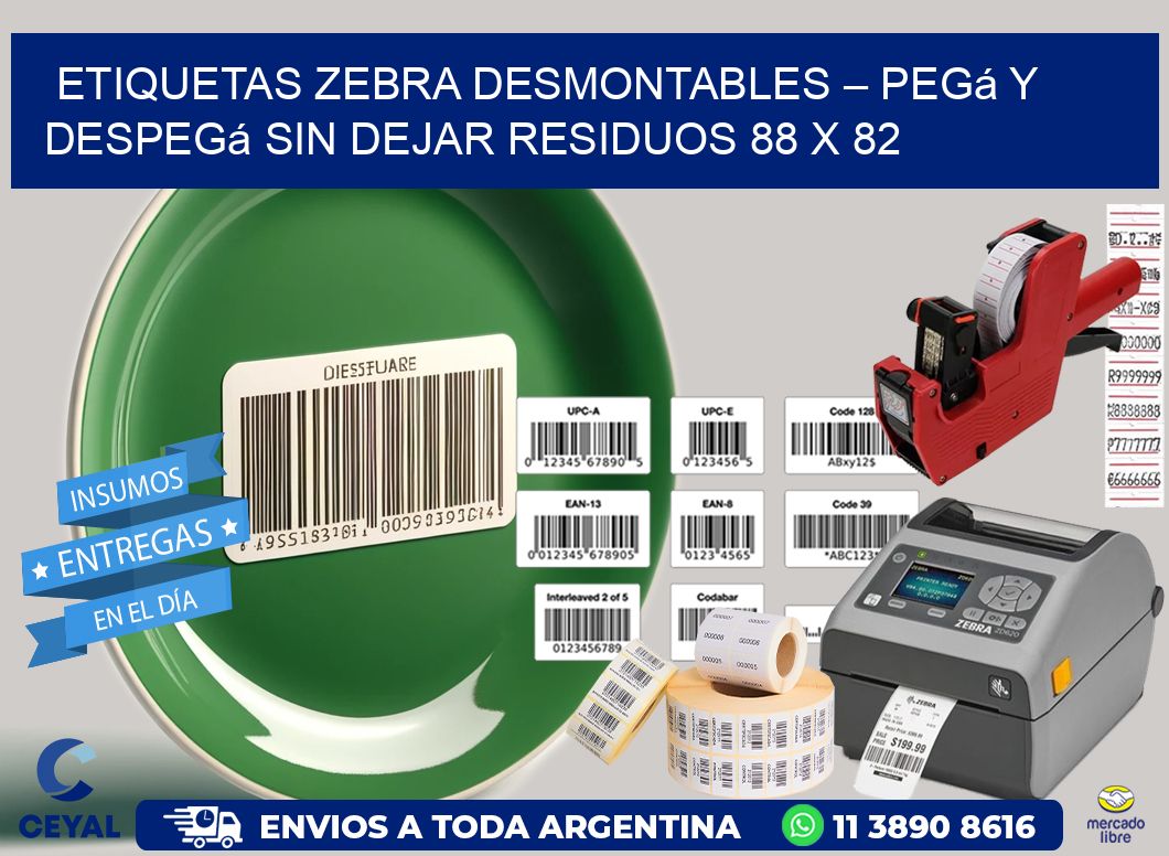 Etiquetas Zebra Desmontables – Pegá y Despegá Sin Dejar Residuos 88 x 82