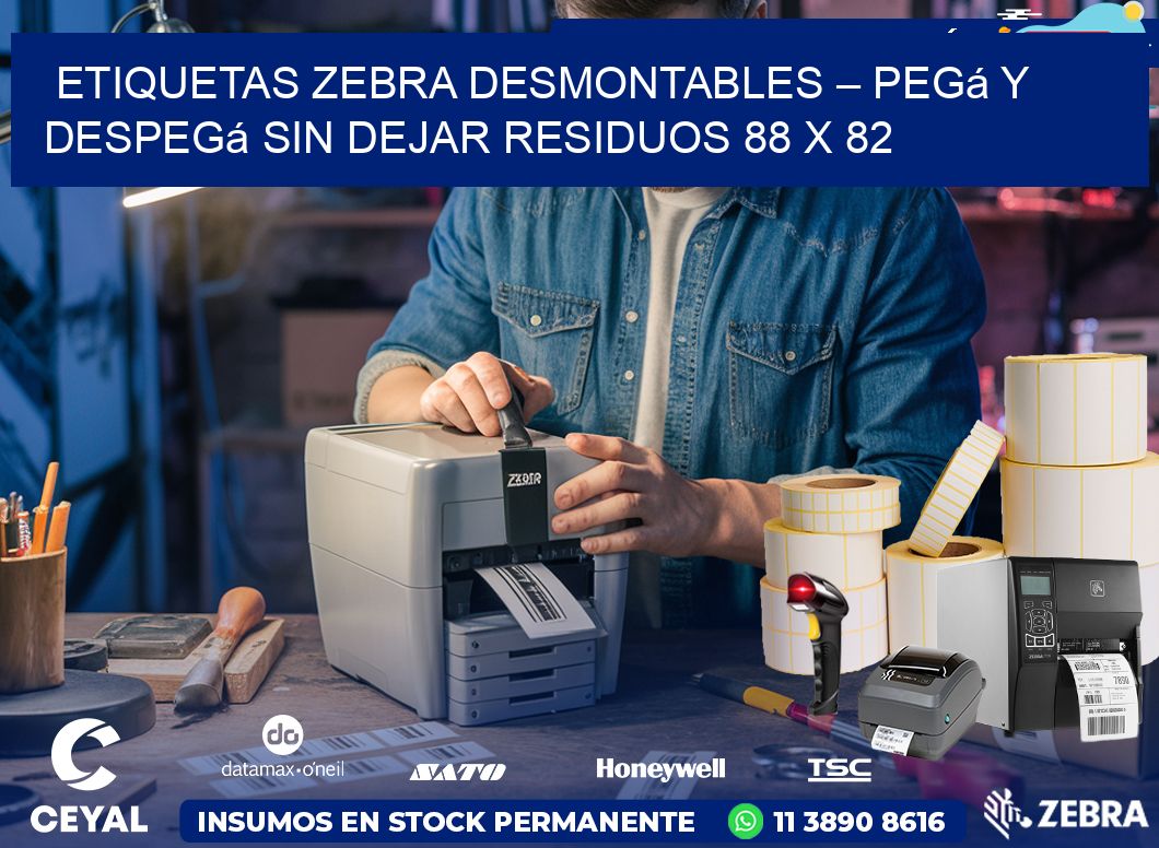 Etiquetas Zebra Desmontables – Pegá y Despegá Sin Dejar Residuos 88 x 82