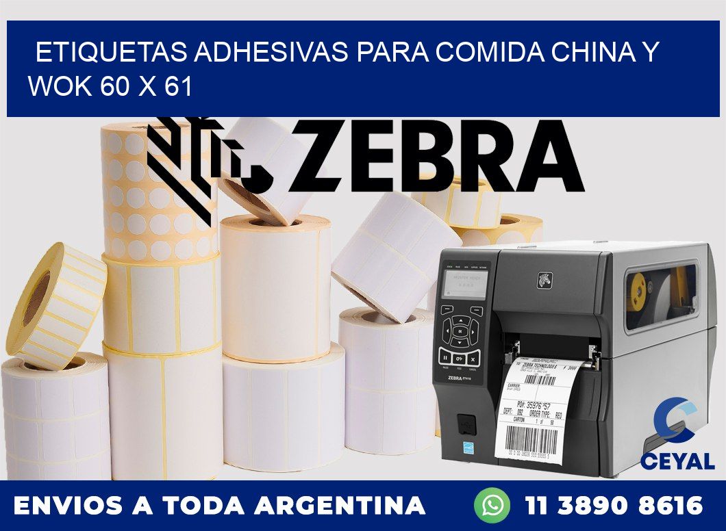 Etiquetas adhesivas para comida china y wok 60 x 61