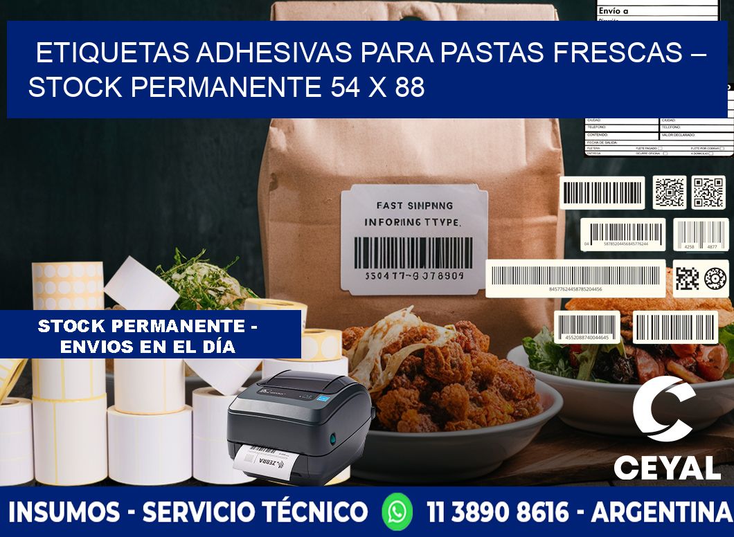 Etiquetas adhesivas para pastas frescas – Stock permanente 54 x 88