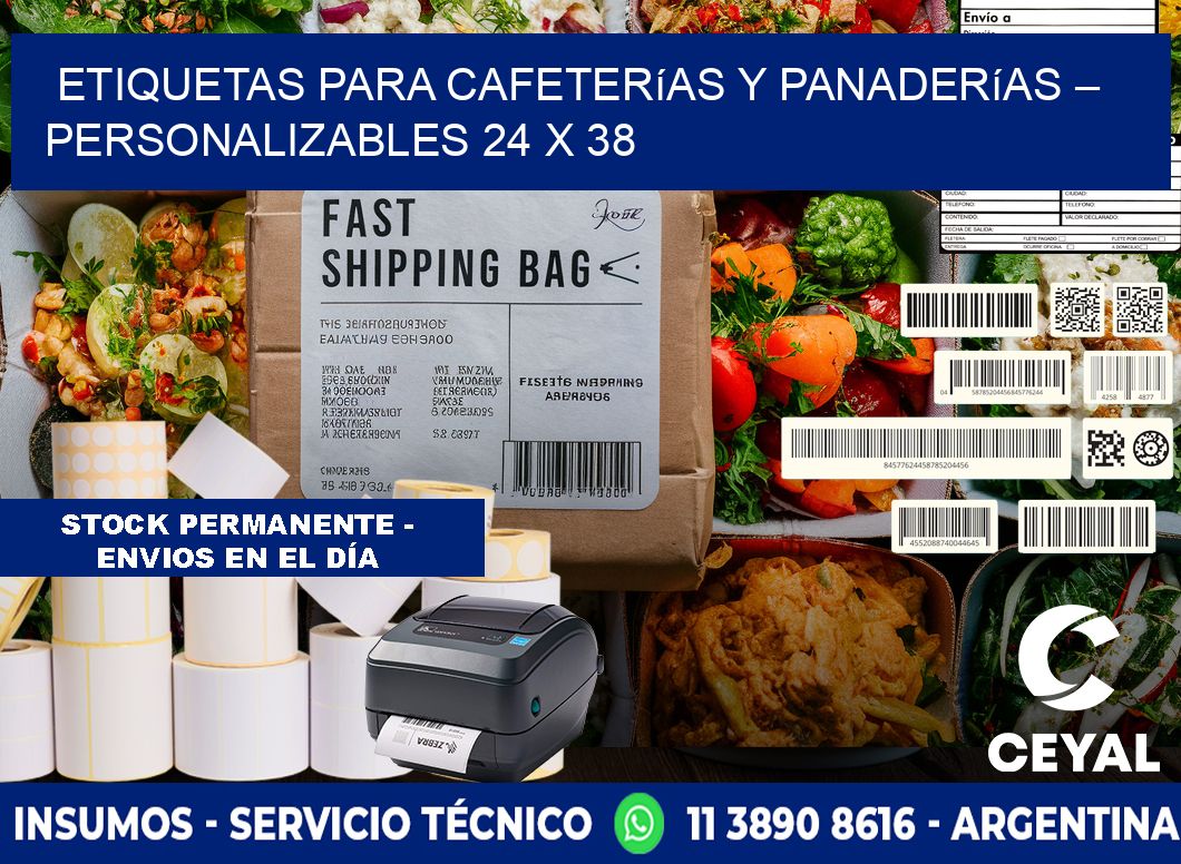 Etiquetas para cafeterías y panaderías – Personalizables 24 x 38