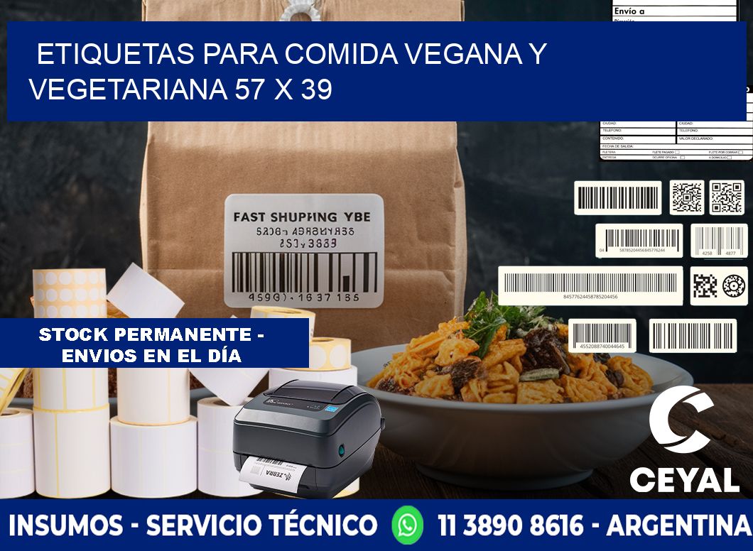 Etiquetas para comida vegana y vegetariana 57 x 39