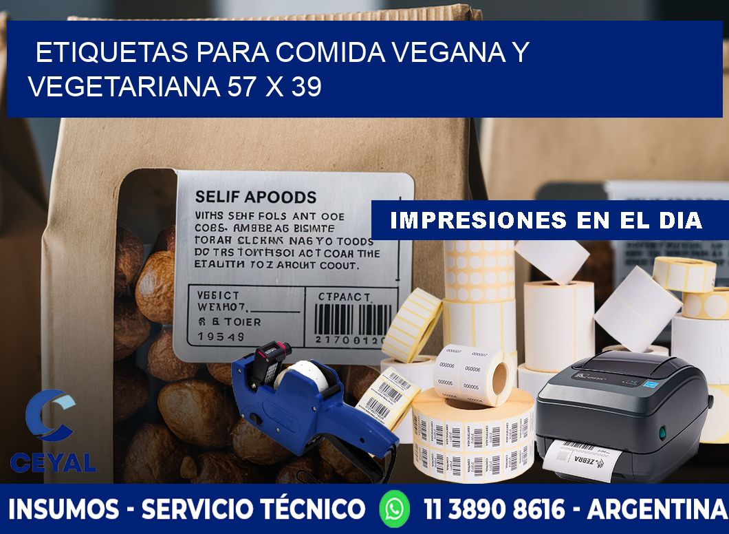 Etiquetas para comida vegana y vegetariana 57 x 39