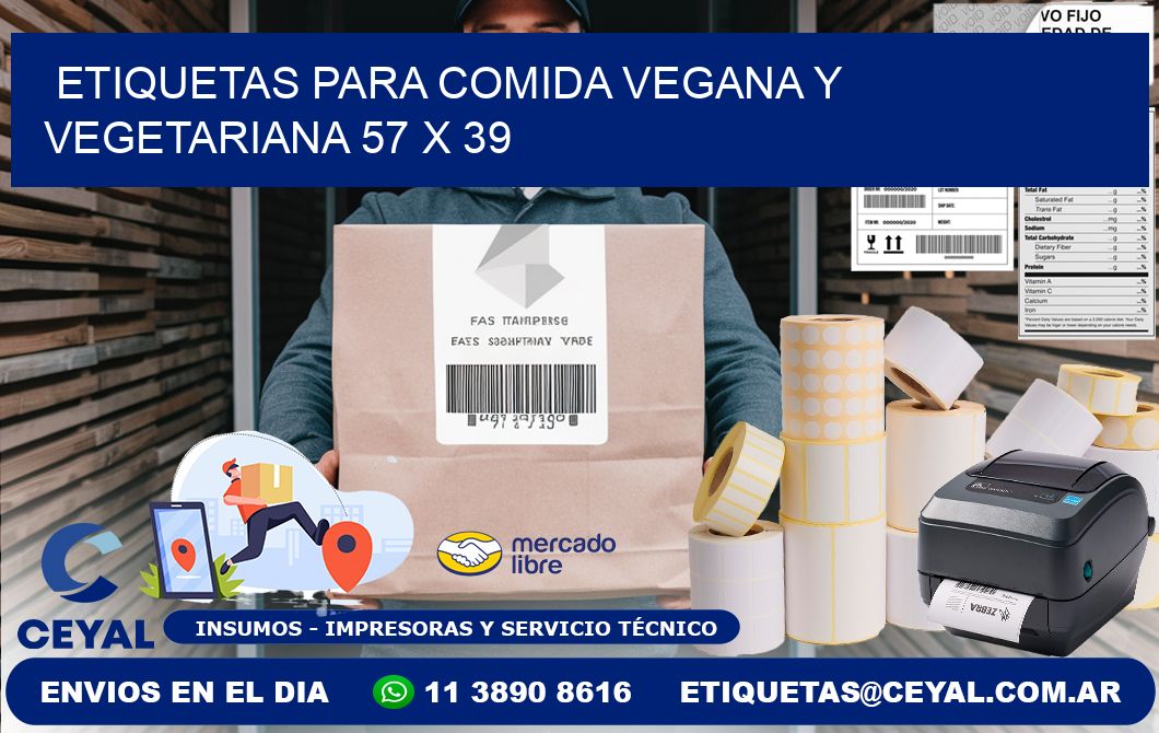 Etiquetas para comida vegana y vegetariana 57 x 39